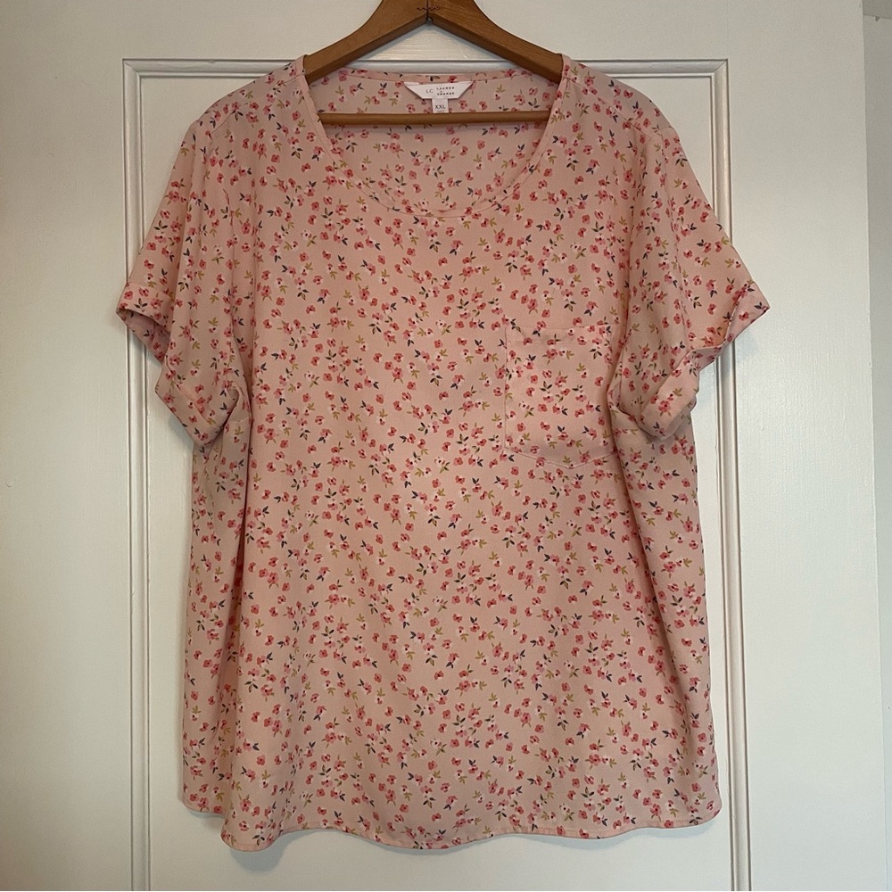 Lauren Conrad Pink Floral Blouse